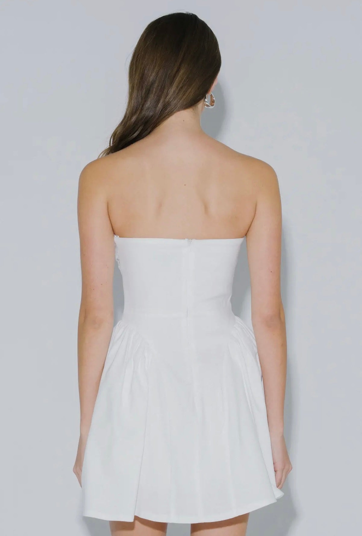 White strapless basque waist dress