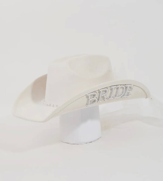 Pearl bride cowboy hat