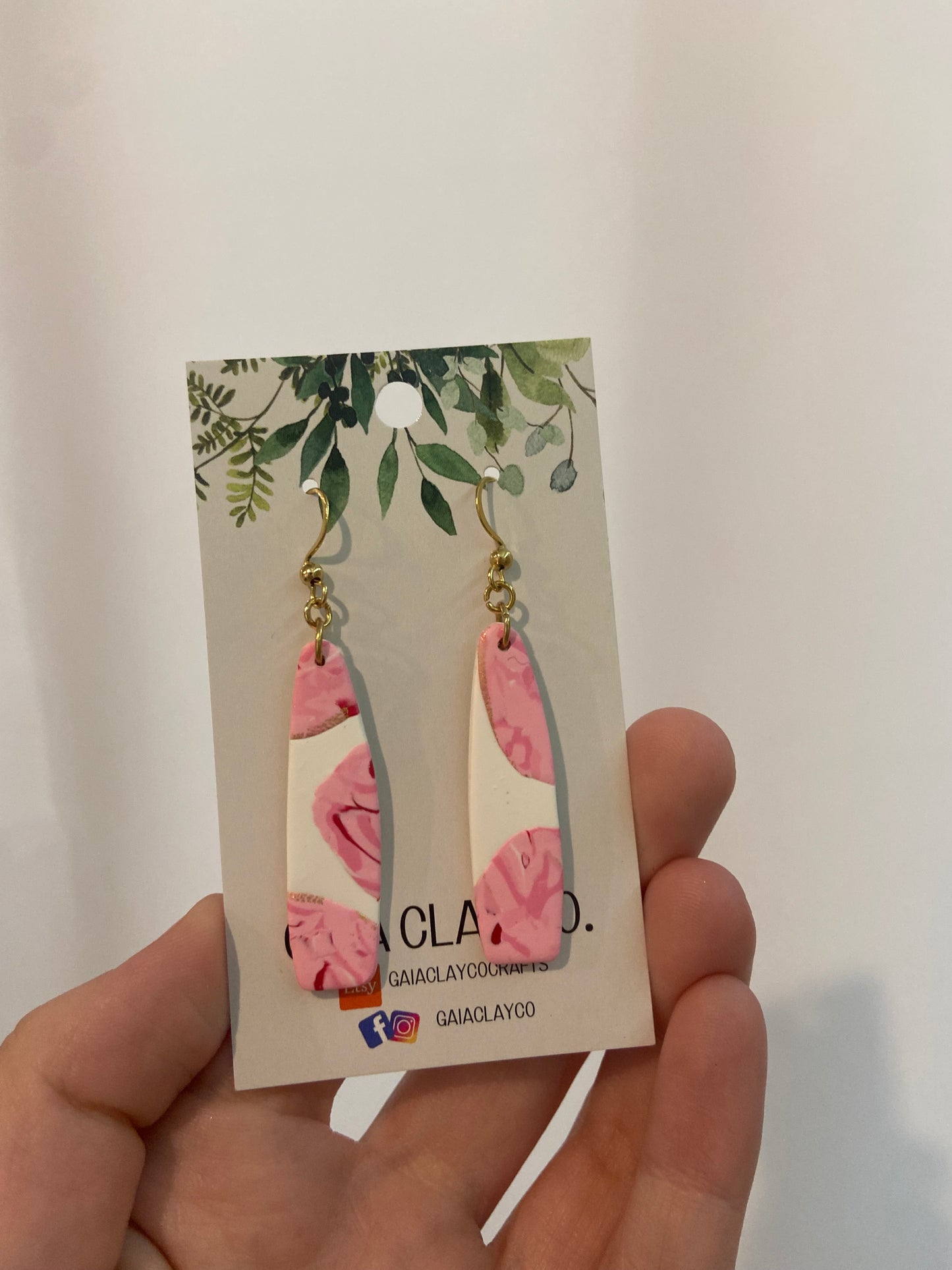 Gaia clay pink floral earrings