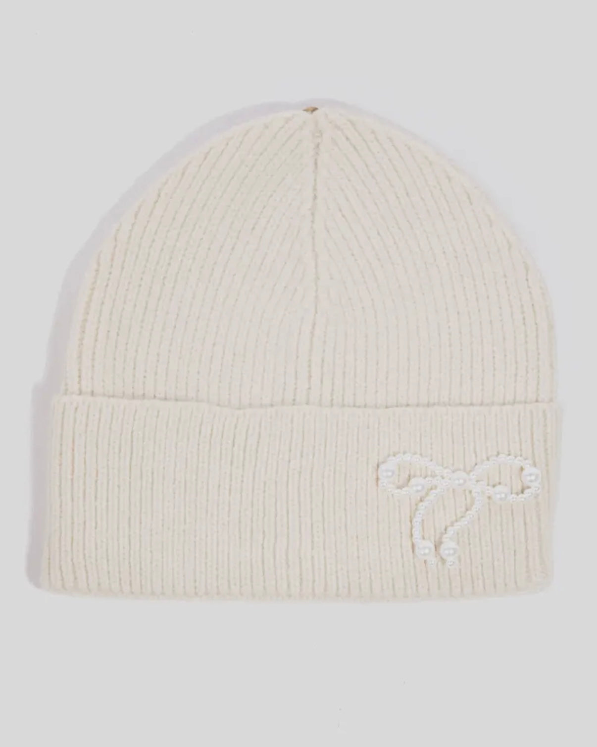 Pearl bow beanie