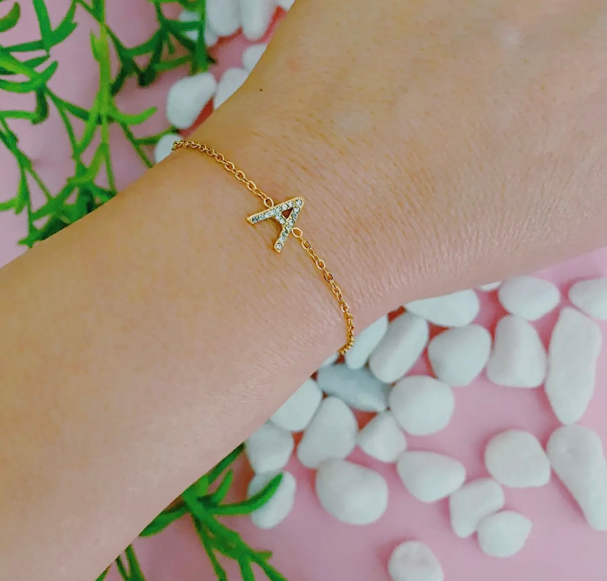 Rhinestone initial bracelet