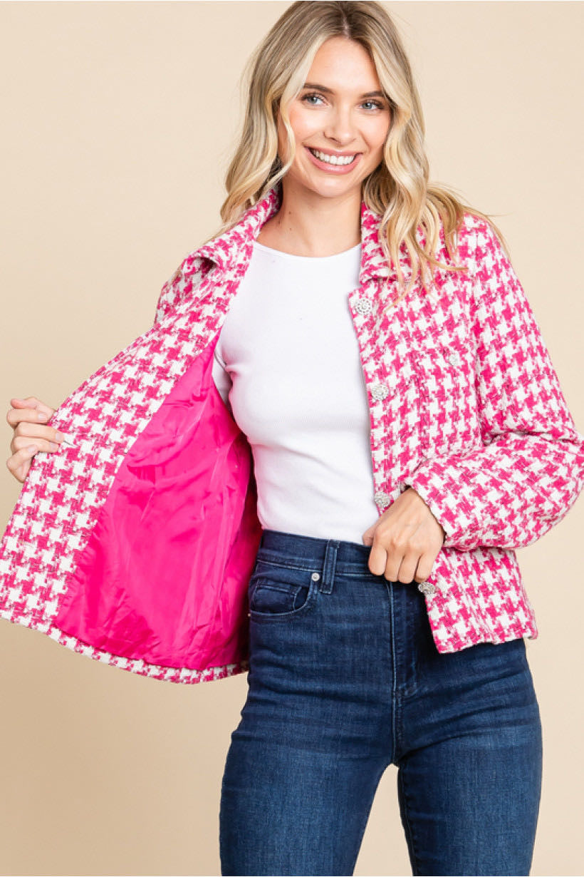 Pink houndstooth jacket