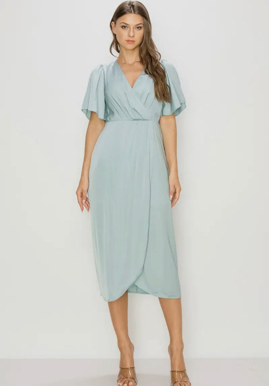 Dusty blue midi dress