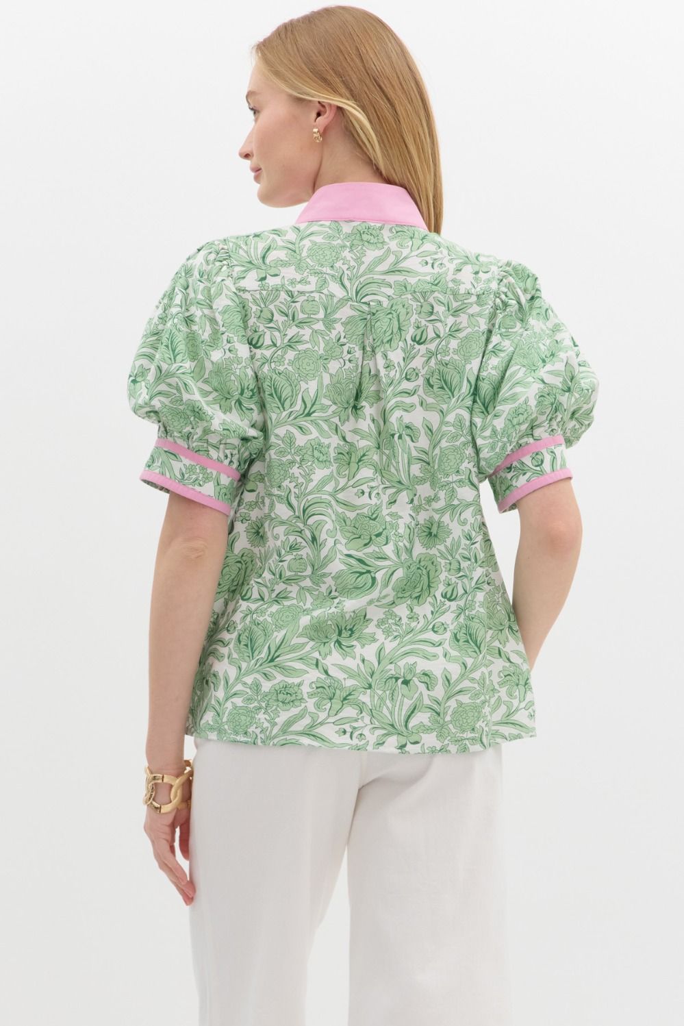 Pink and green floral top