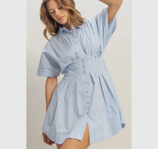 Blue button up dress