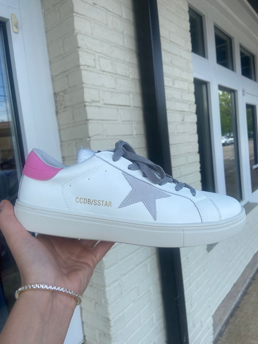 White and pink gray star sneakers