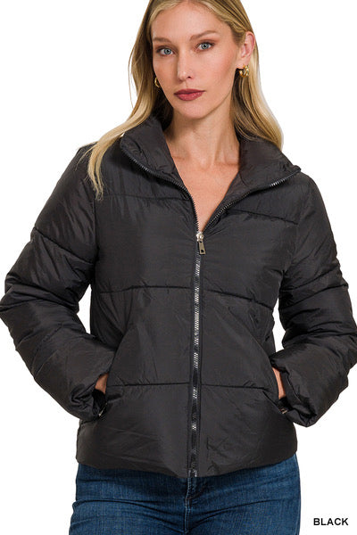 Black puffer coat