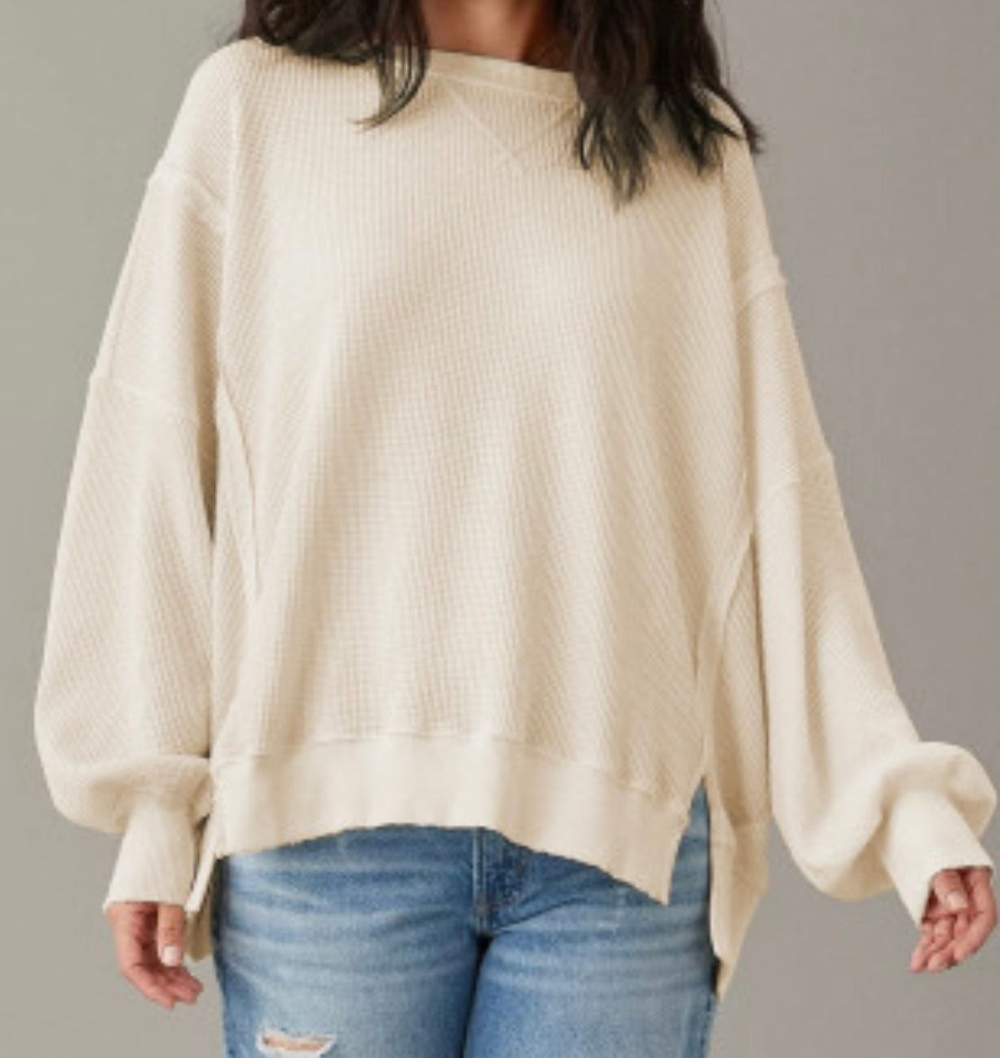 Cream top with side slits