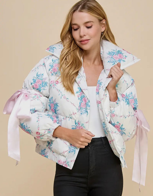 Floral puffy coat