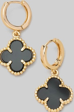 Black clover huggie earrings
