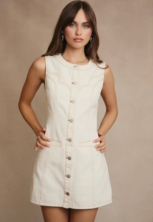 Cream denim dress