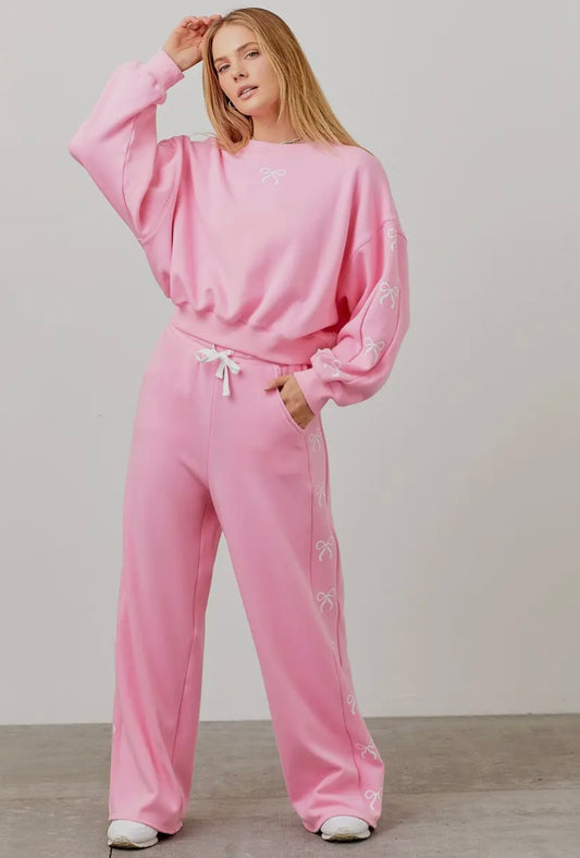 Pink bow sweatpants