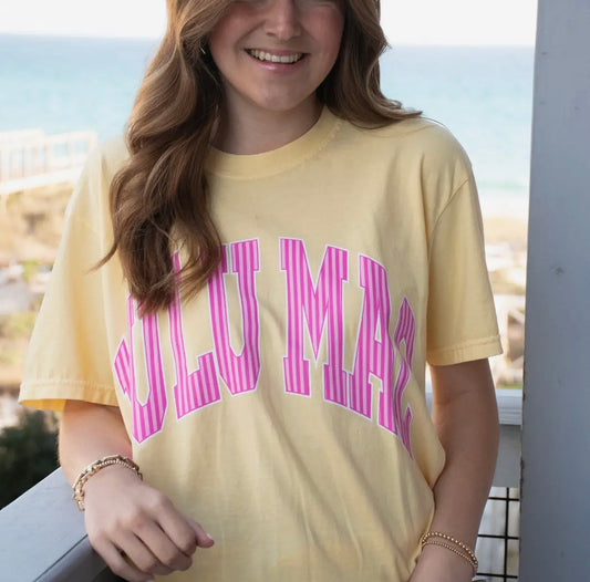 Lulu Mac yellow and pink striped tee
