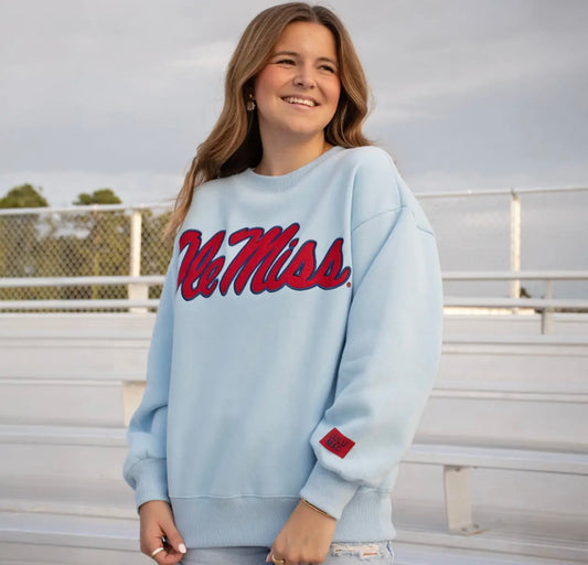 Lulu Mac powder blue Ole Miss sweatshirt