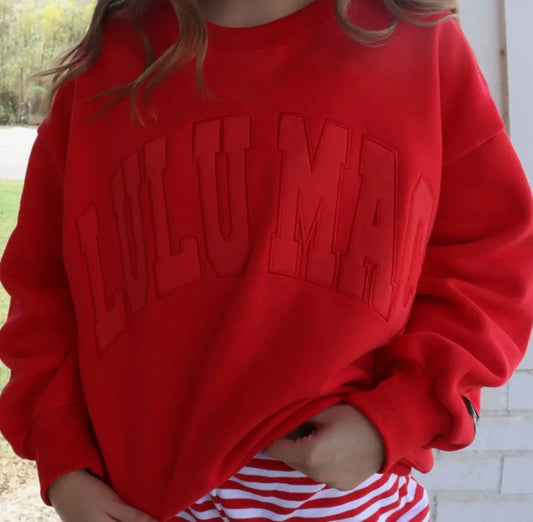 Lulu Mac red sweatshirt