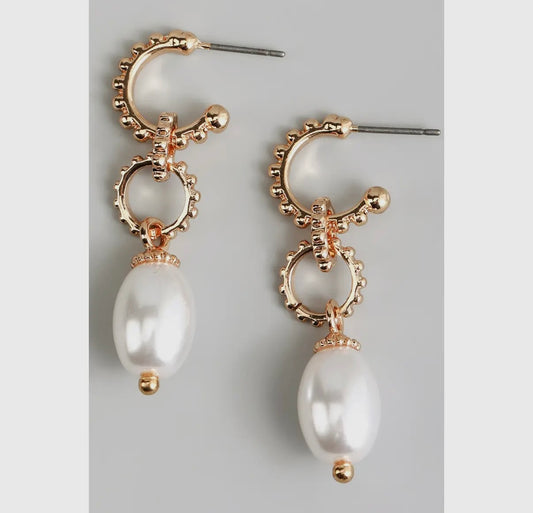Pearl drop link earrings
