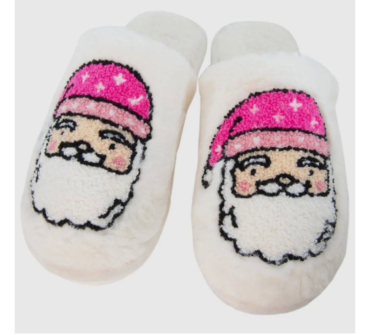 White and pink Santa slippers