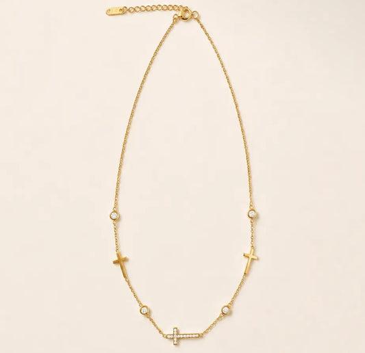Gold dainty cross necklace