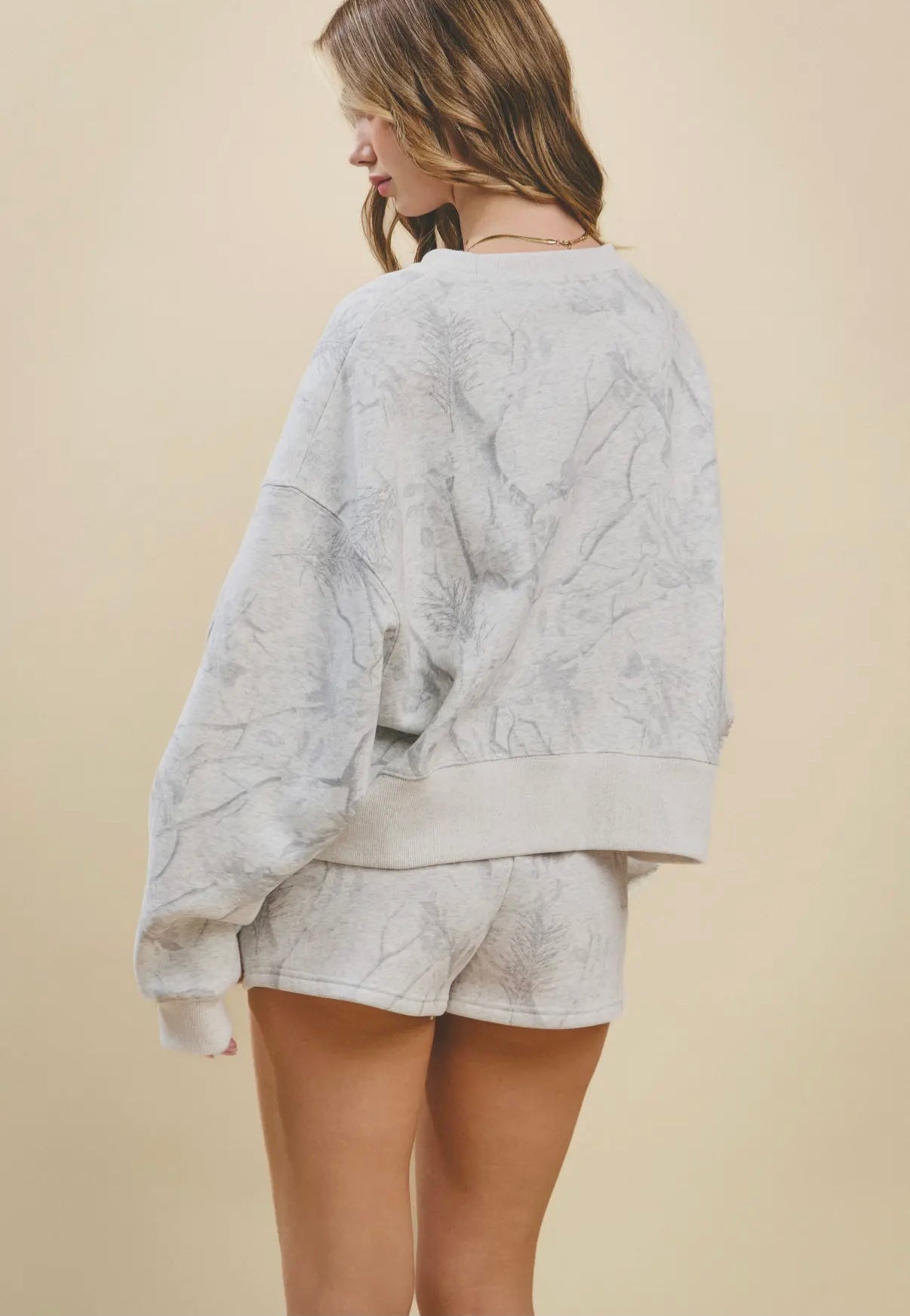 Gray camo sweat shorts