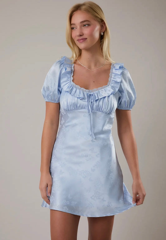 Shiny blue mini dress