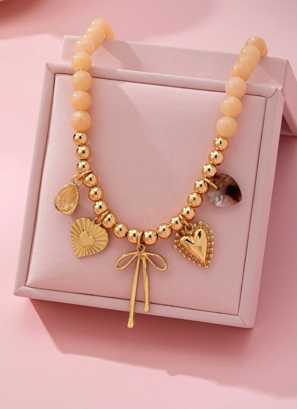 Beaded charm necklace