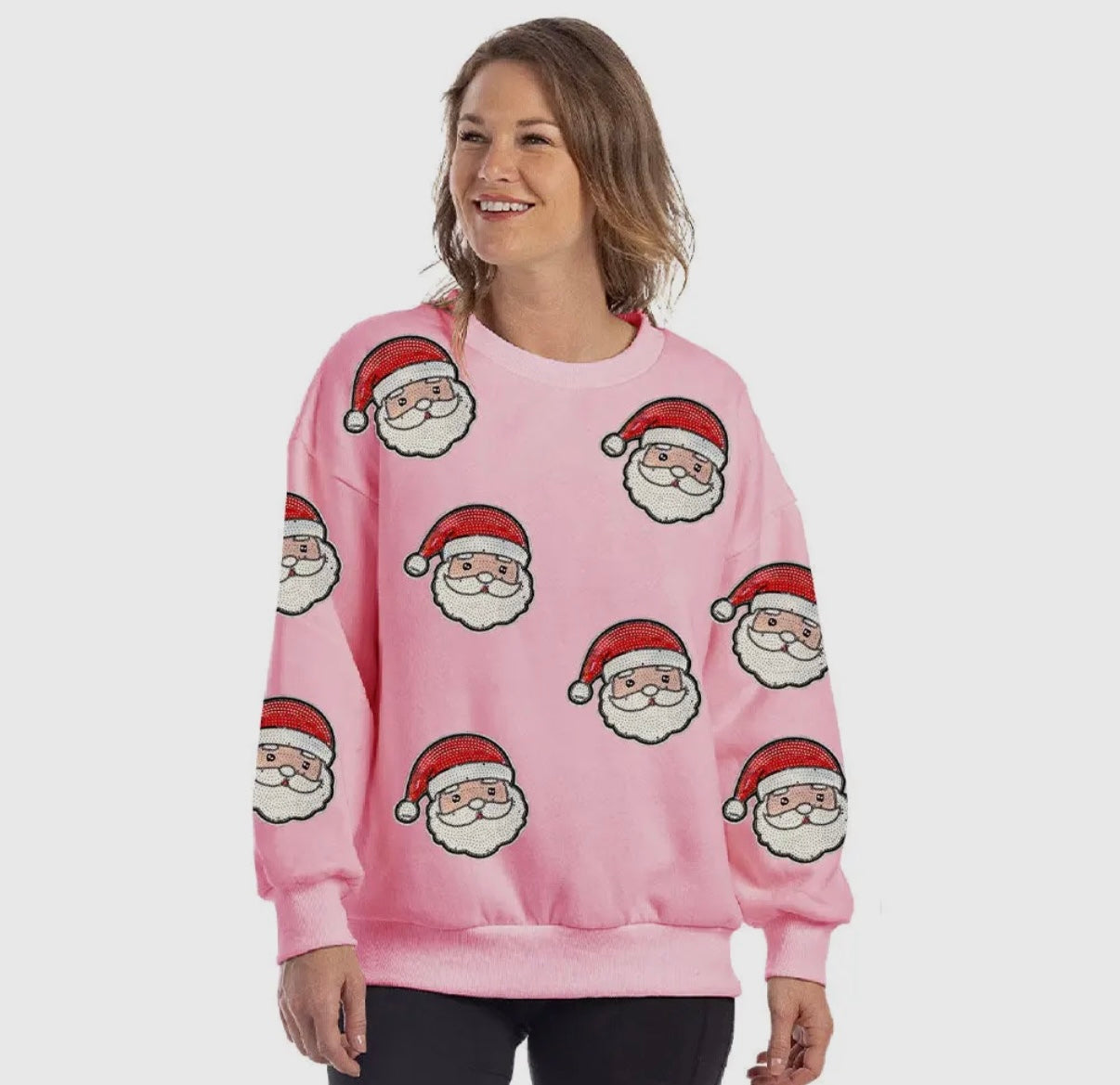 Pink sequin Santa sweatshirt