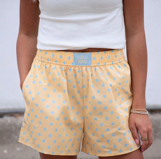 Lulu Mac yellow and blue polka dot shorts