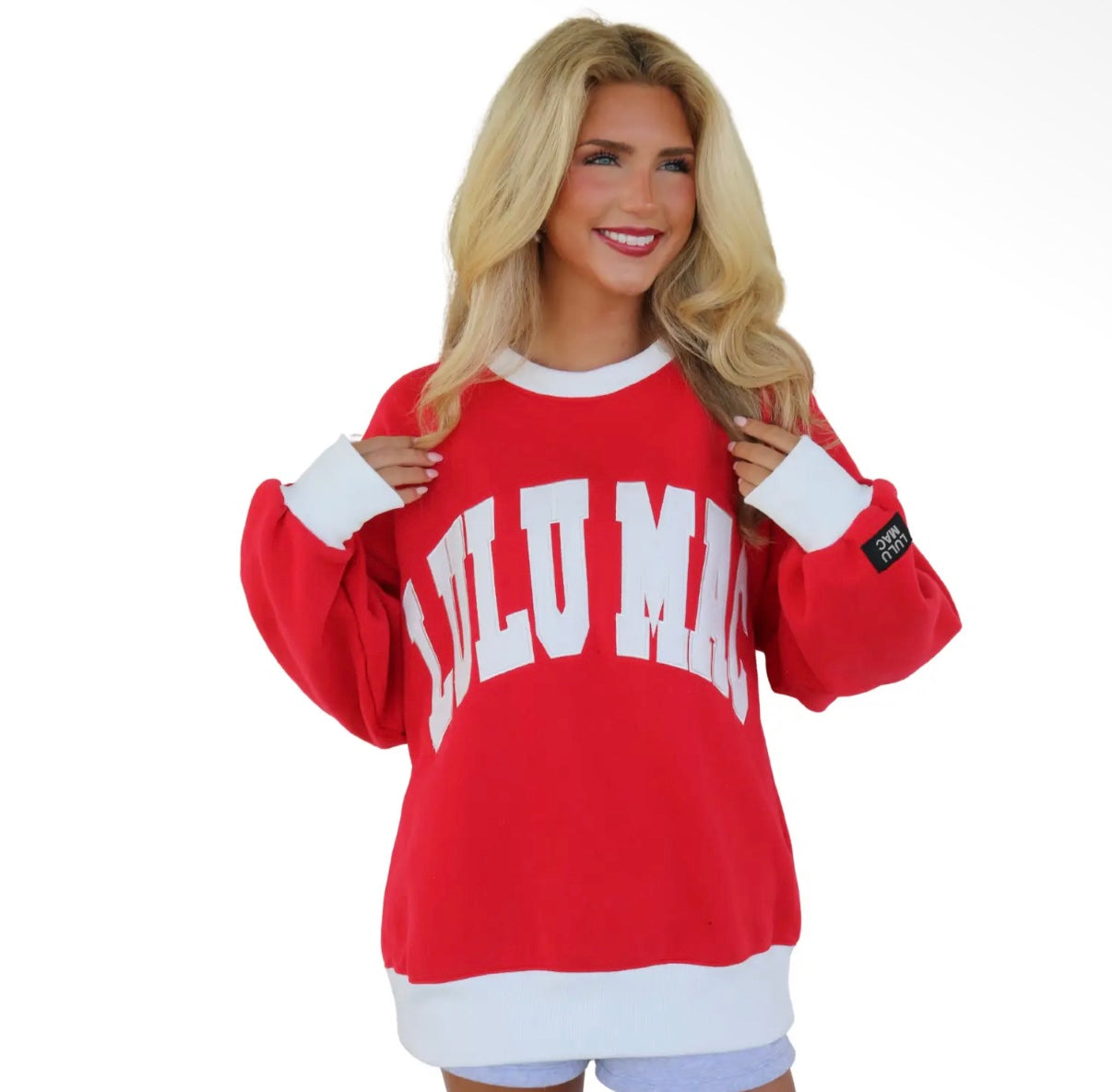 Lulu Mac red and white sweatshirt