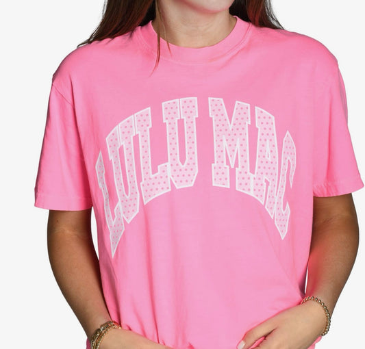 Lulu Mac neon pink polka dot tee