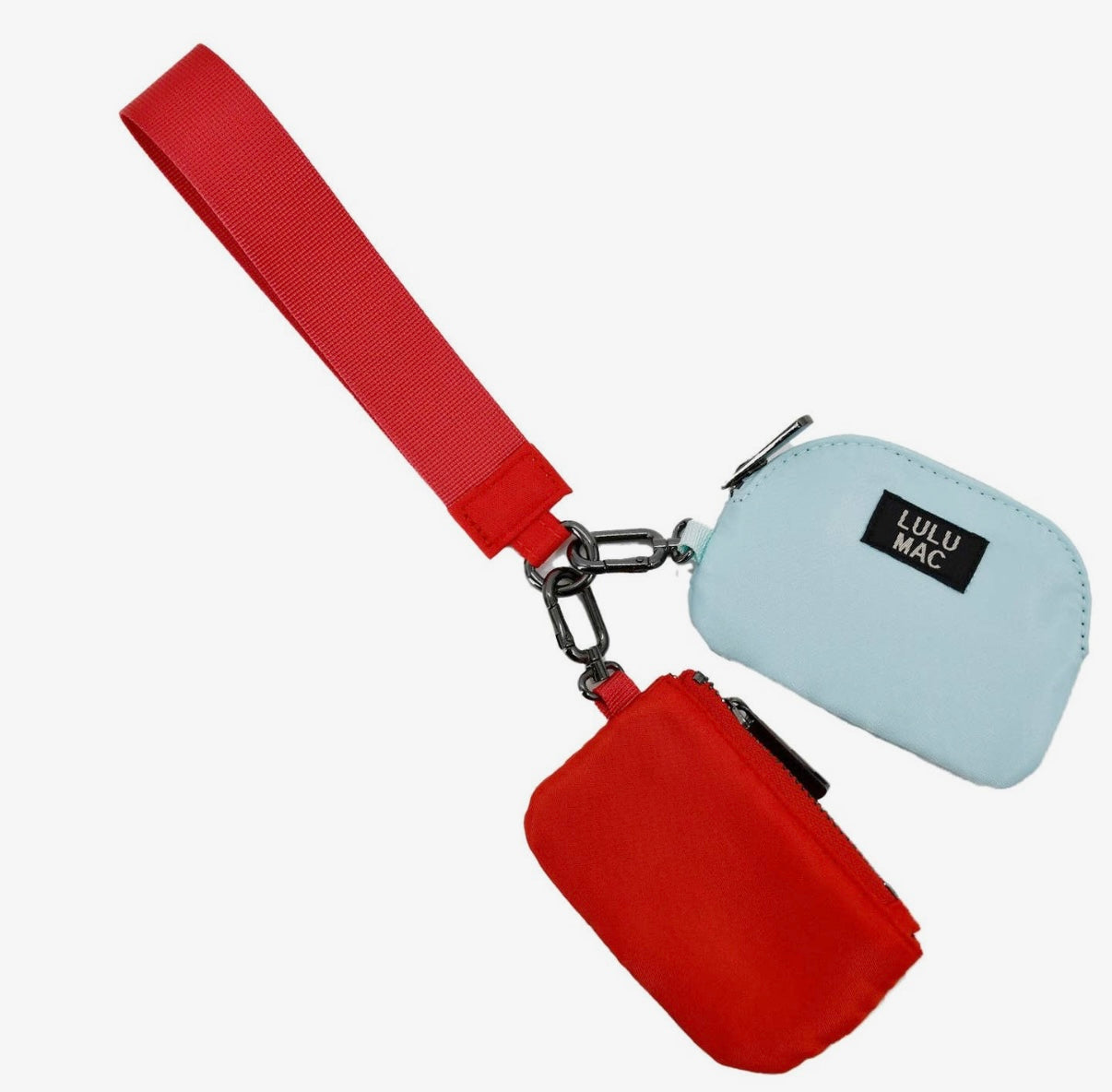 Lulu Mac red and blue wristlet