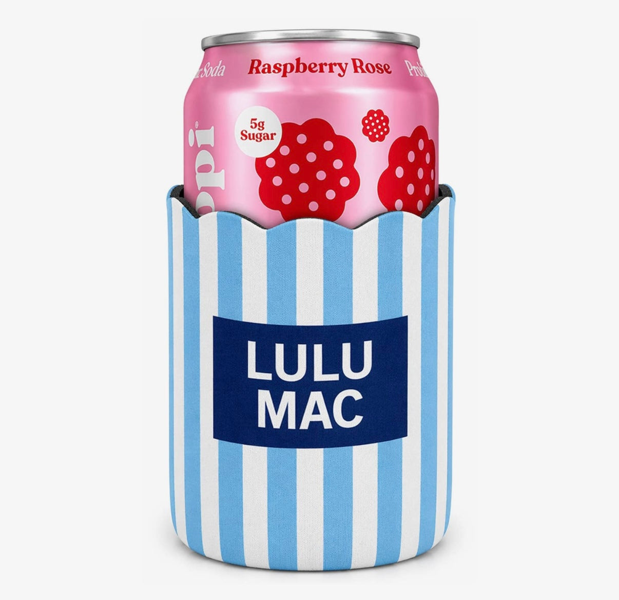 Lulu Mac blue striped koozie