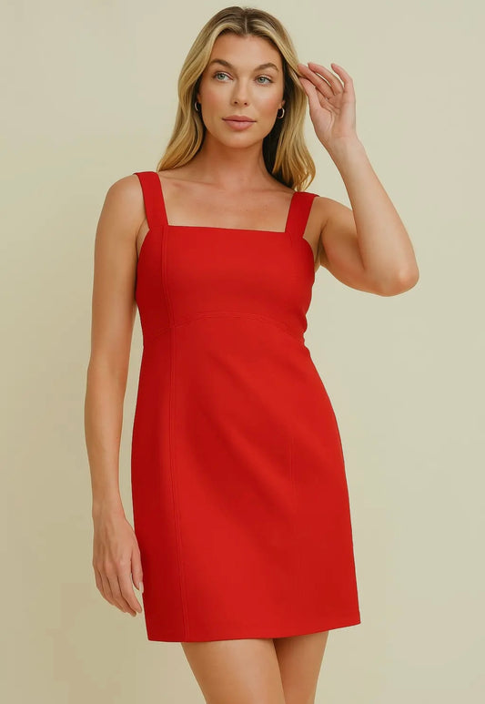 Red denim dress
