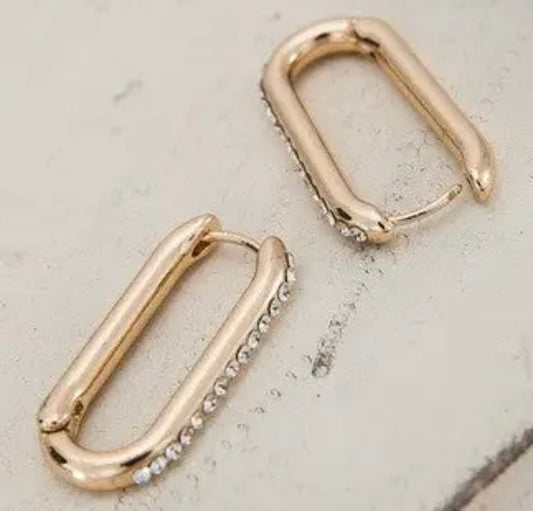 Gold rhinestone huggies