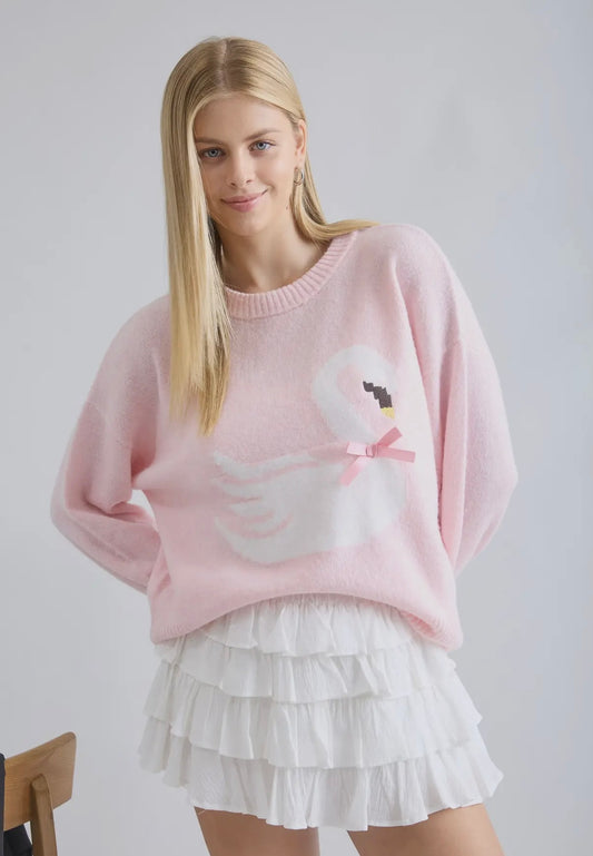 Pink swan sweater