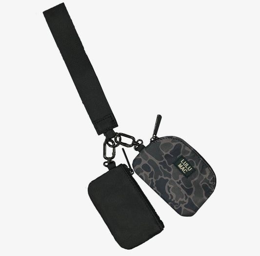 Lulu Mac black camo wristlet