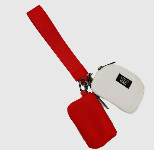 Lulu Mac red and white wristlet