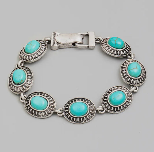 Silver and turquoise bracelet