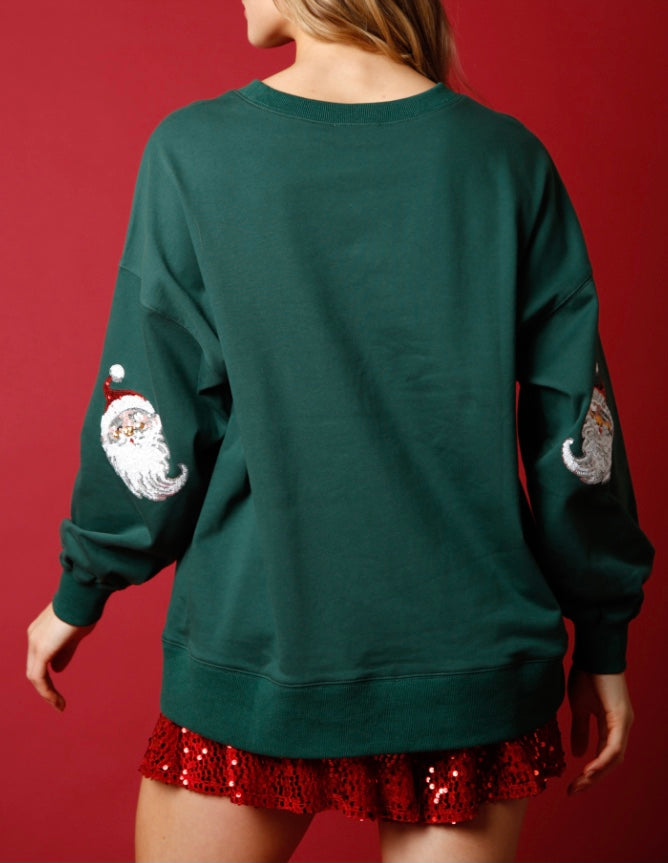 Green sparkle Santa sweatshirt