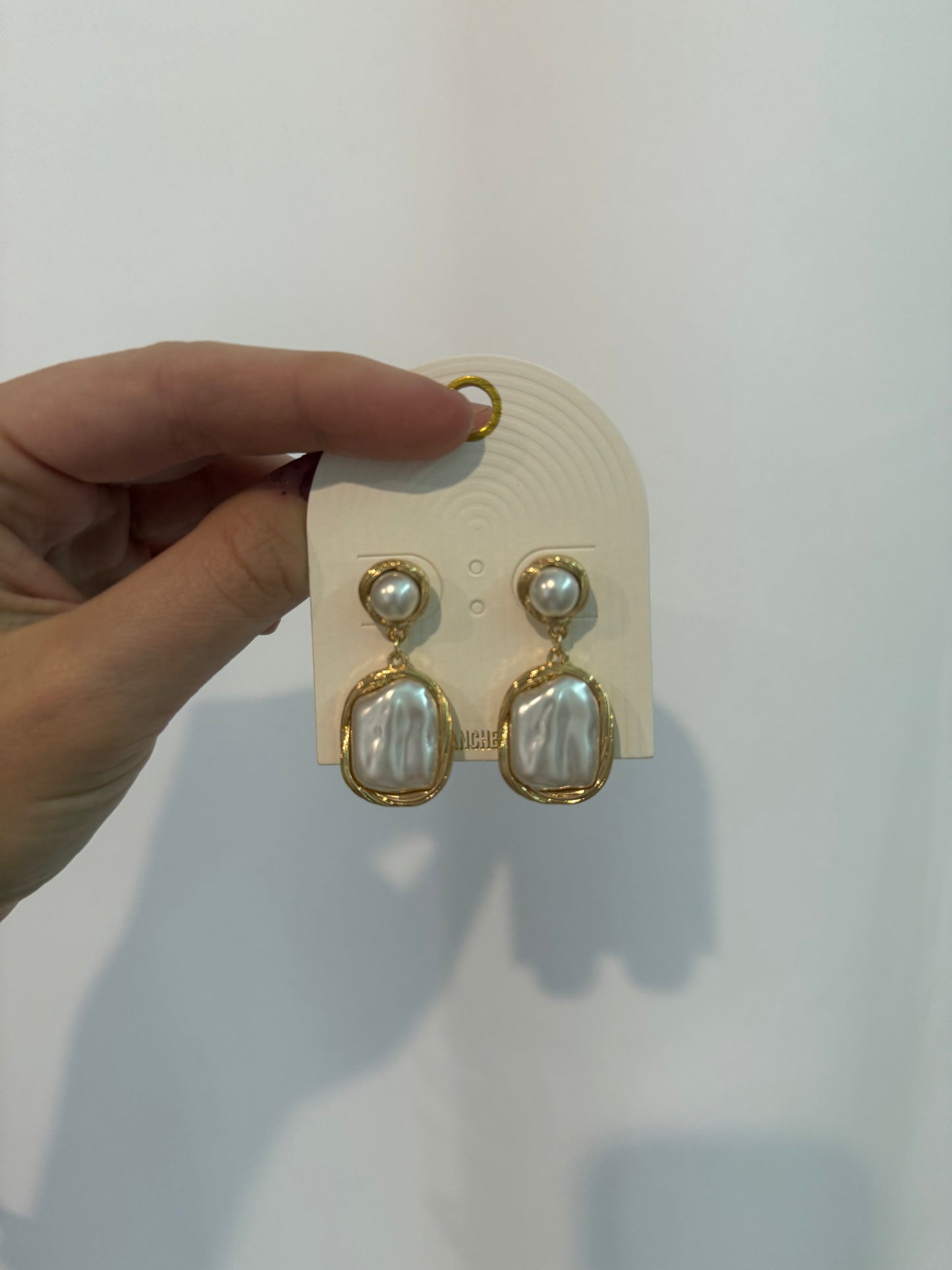 Gold pearl drop earrings