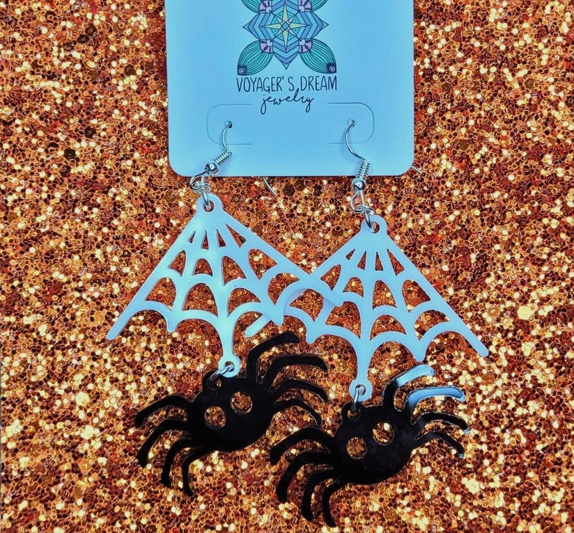 Halloween spider earrings