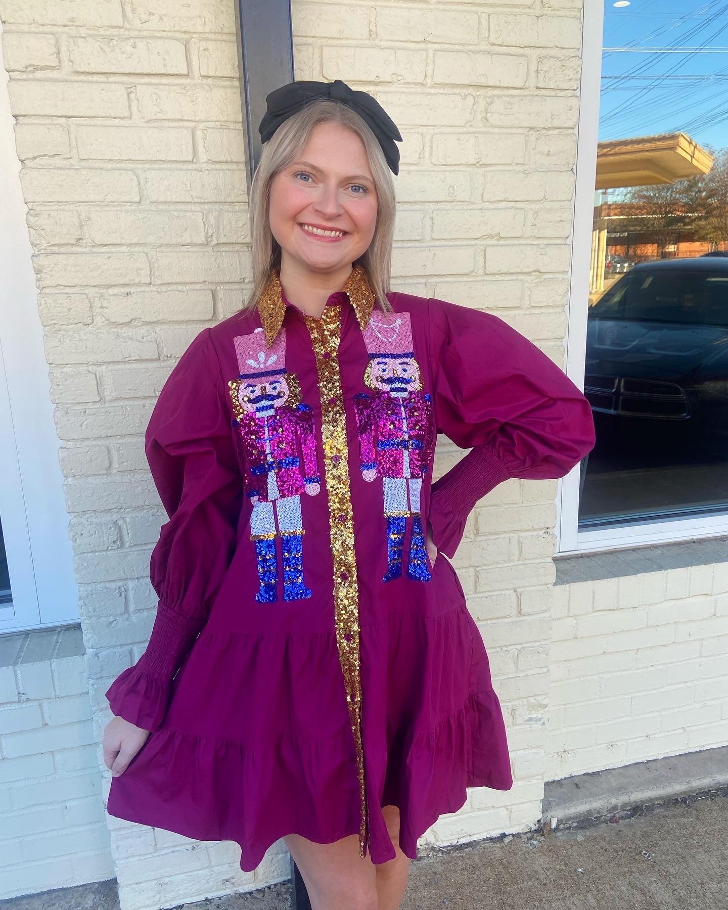 Plum sequin nutcracker dress