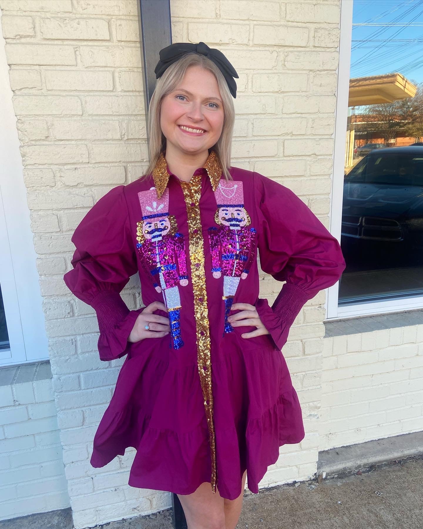 Plum sequin nutcracker dress