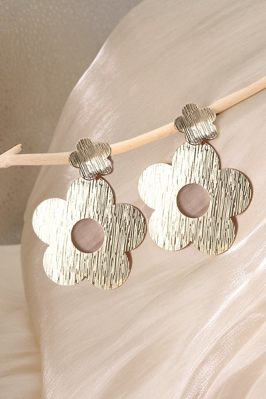 Double flower gold earrings