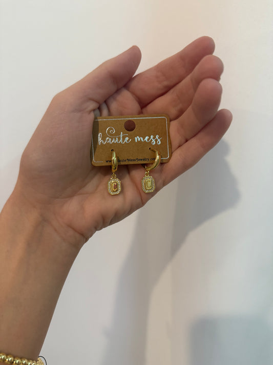 Gold C initial earrings