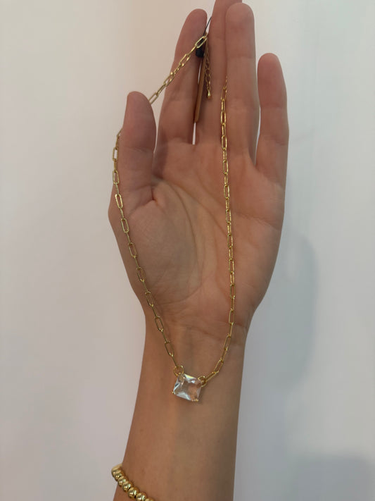 Square crystal necklace