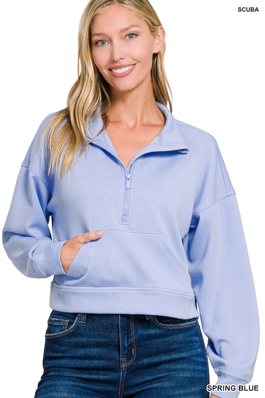Spring blue half zip sweatshirt