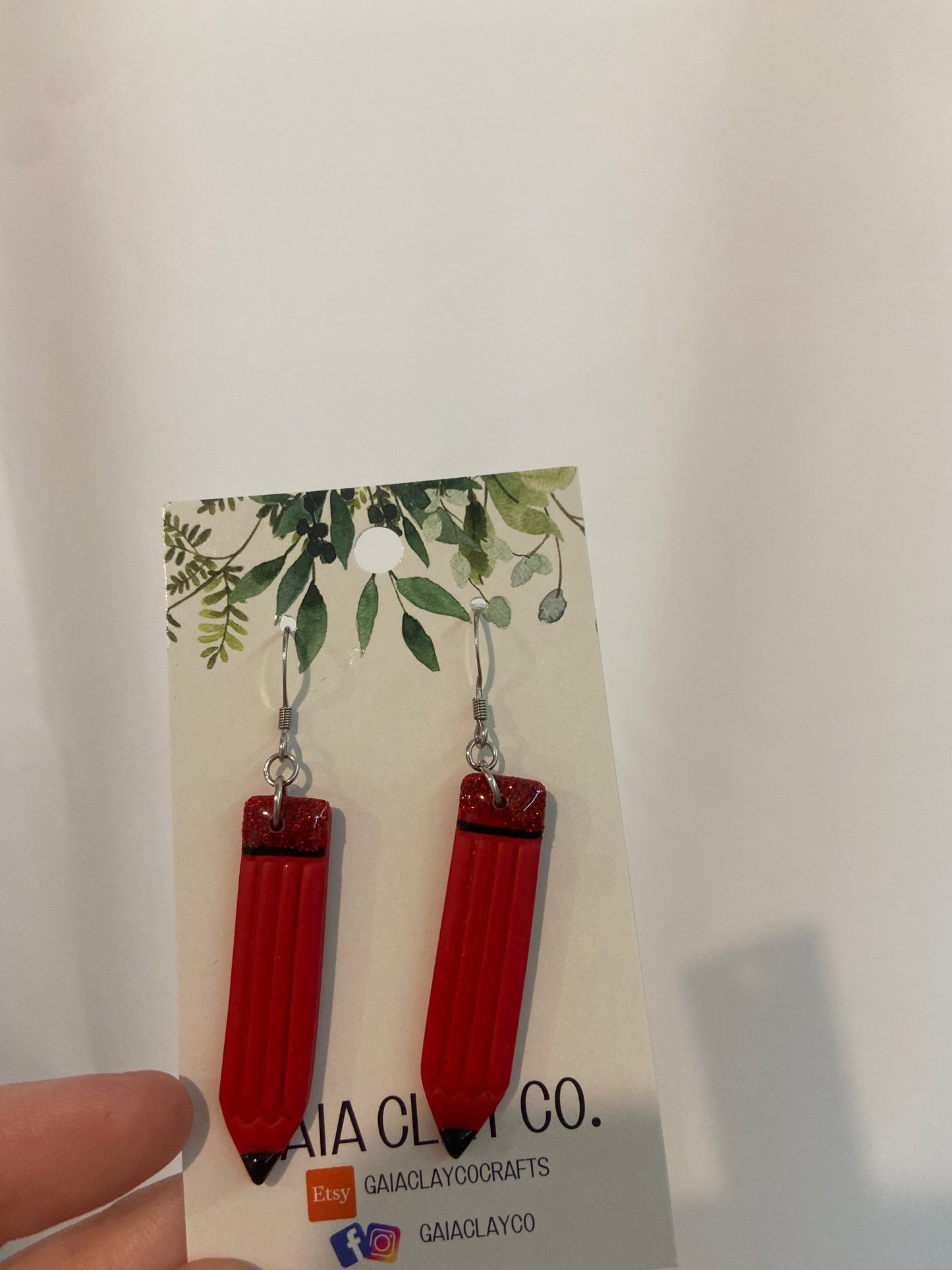 Gaia clay red pencil earrings