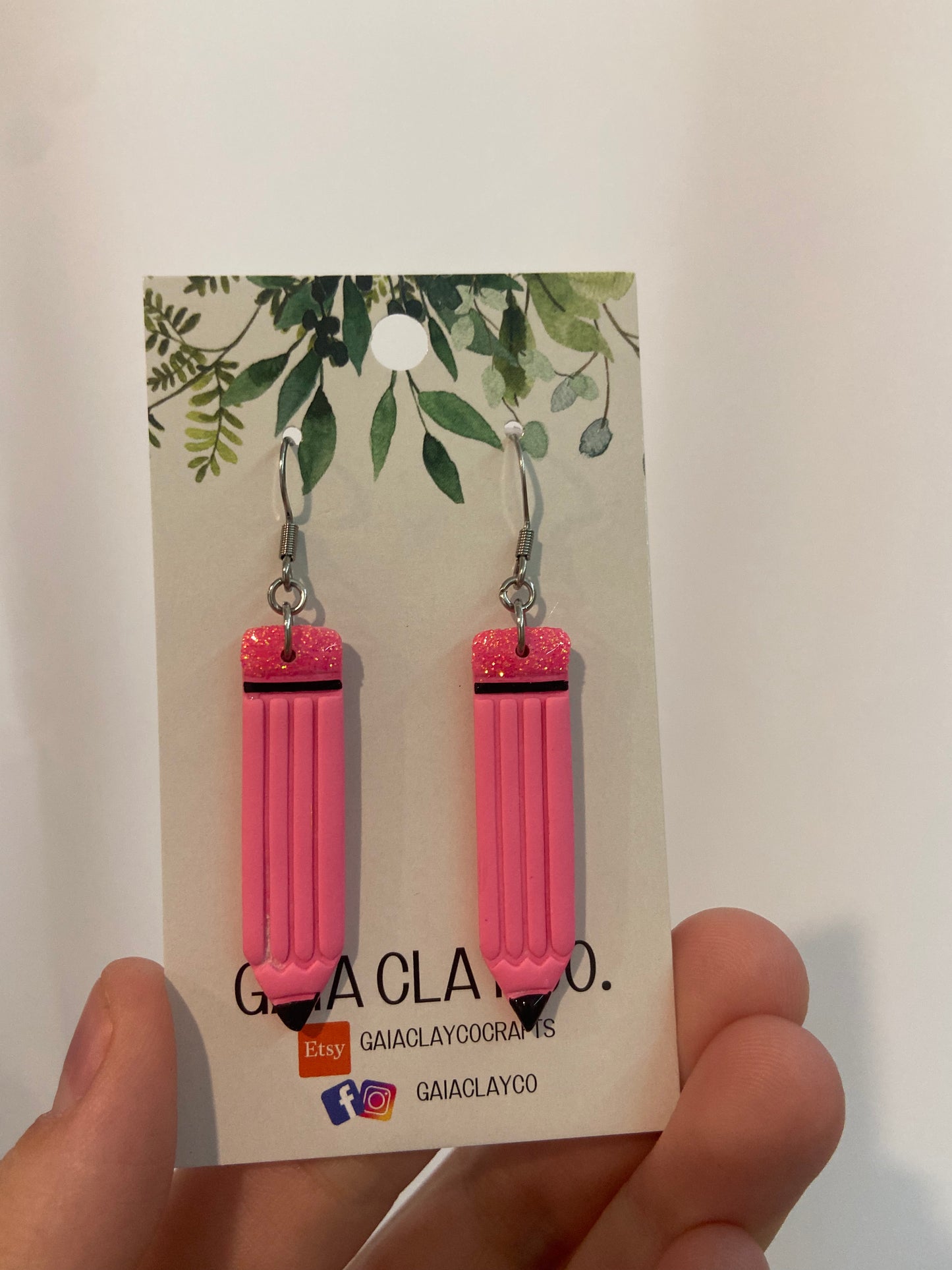 Gaia clay pink pencil earrings