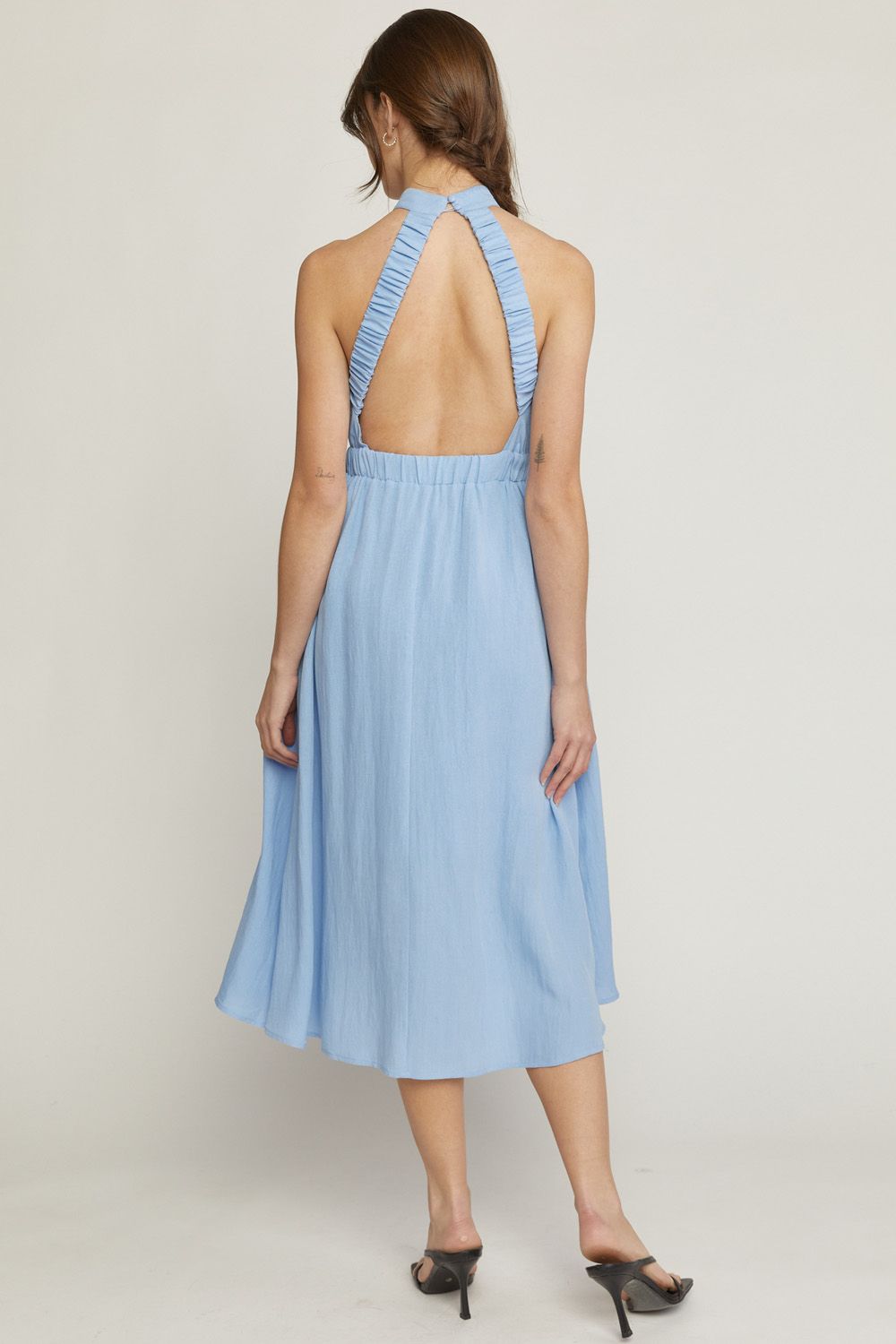 Light blue halter neck midi