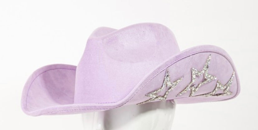 Lavender cowboy hat with sparkly stars